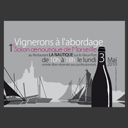 Carton d’invitation pour le premier salon œnautique à Marseille, recto